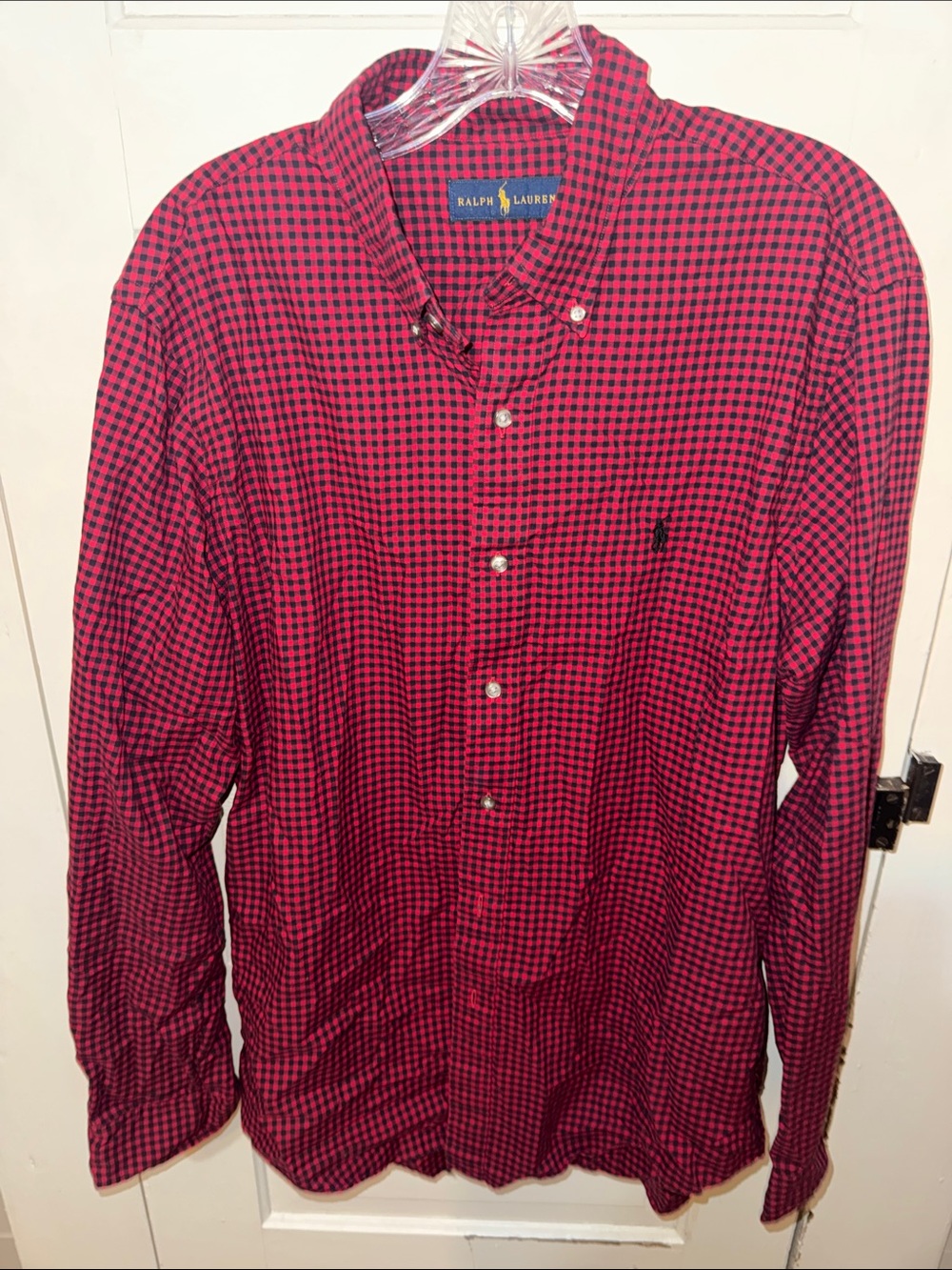 Ralph Lauren L Red Black Checkered Ls Button Down
